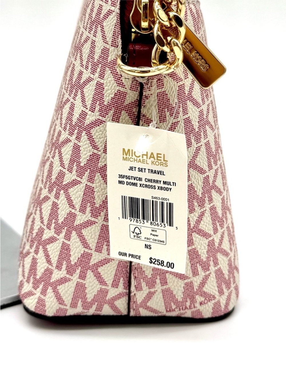 Michael Kors Medium Dome Jet Set Travel Xbody Bag Cherry Multi - Picture 9 of 9
